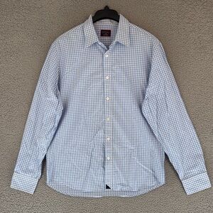 UNTUCKit men’s Large long sleeve button up shirt Light Blue Gingham 100% Cotton